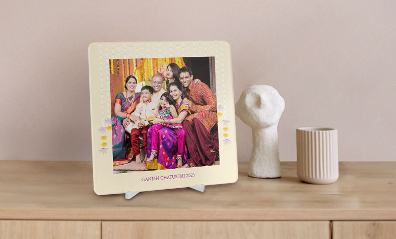 Personalised Lord Ganesha acrylic print in a festive home setting