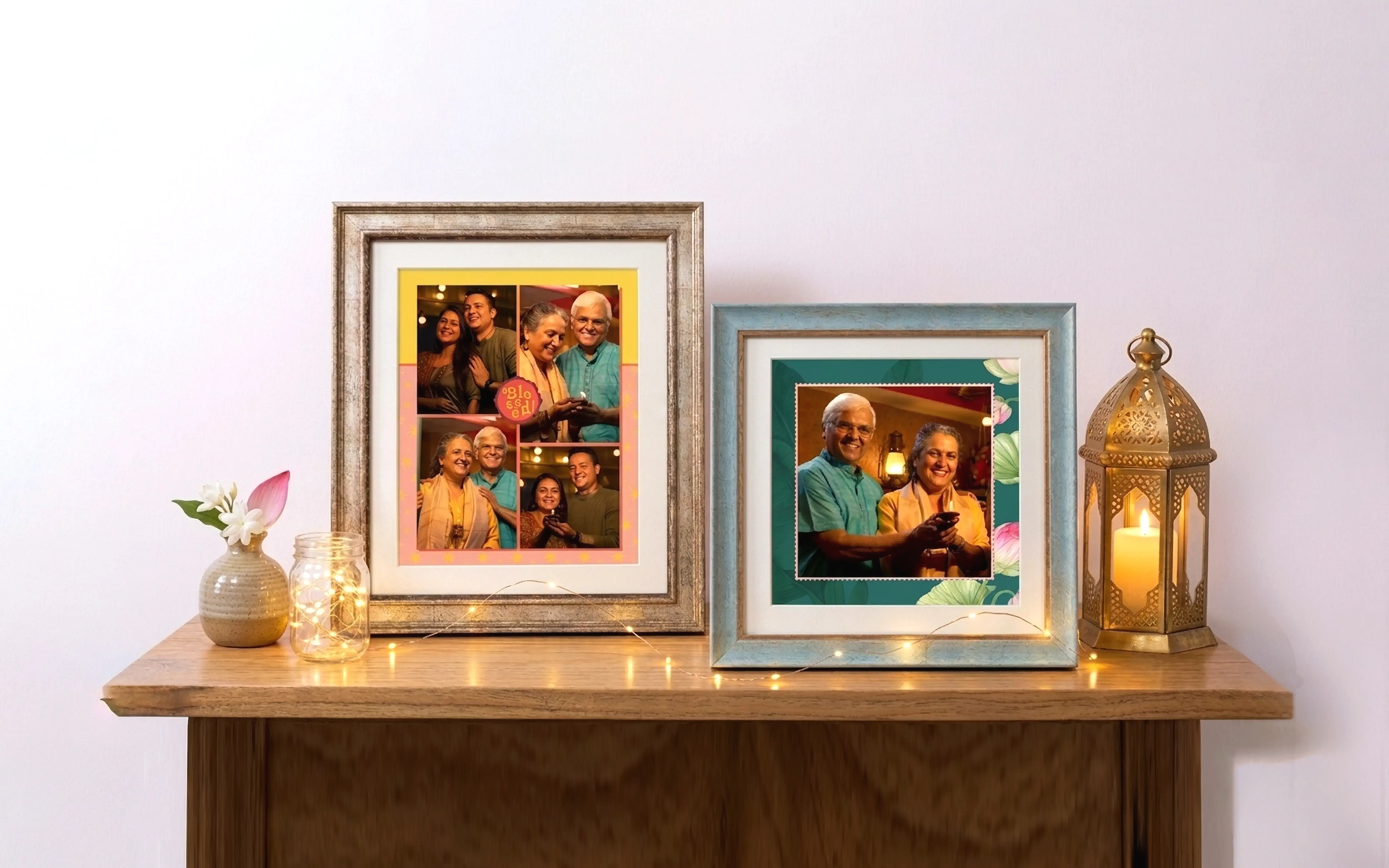 Premium personalised photo frames styled for a festival