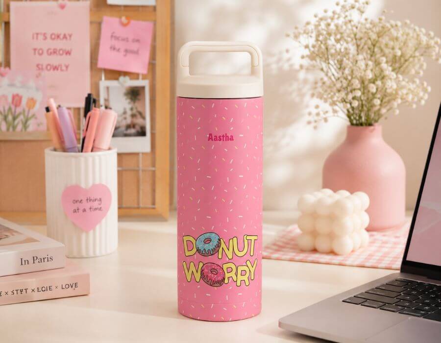 Personalized water bottle gift with name and design